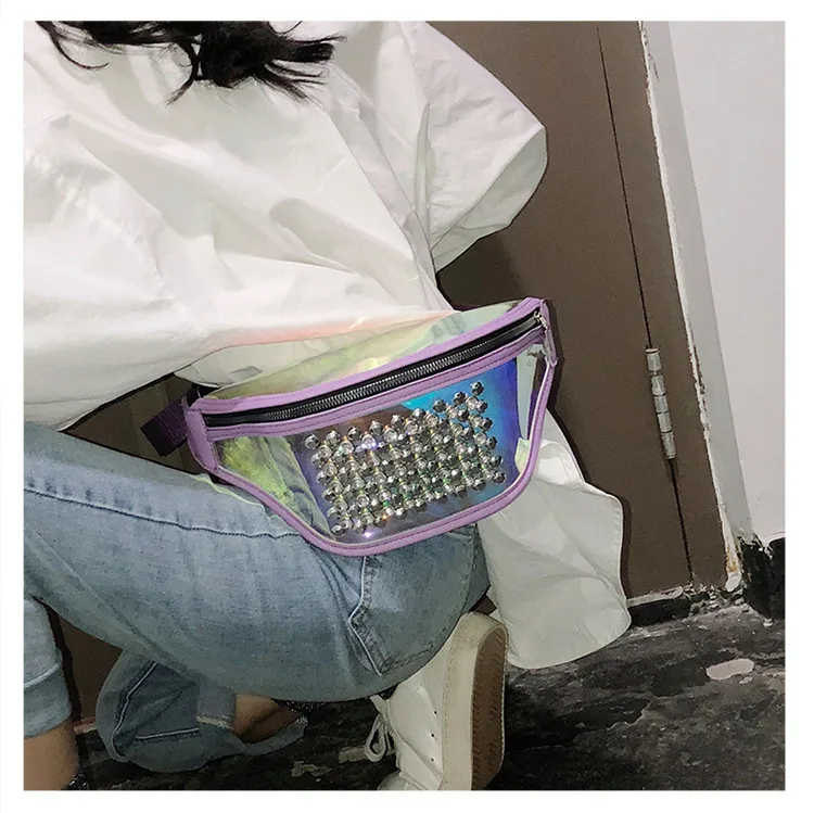 Sports Running Mobile Phone Bag Waterproof Bag Pu Transparent Reflective Diamond Set Shoulder Bag Laser Wallet WOMEN'S Bag Cross