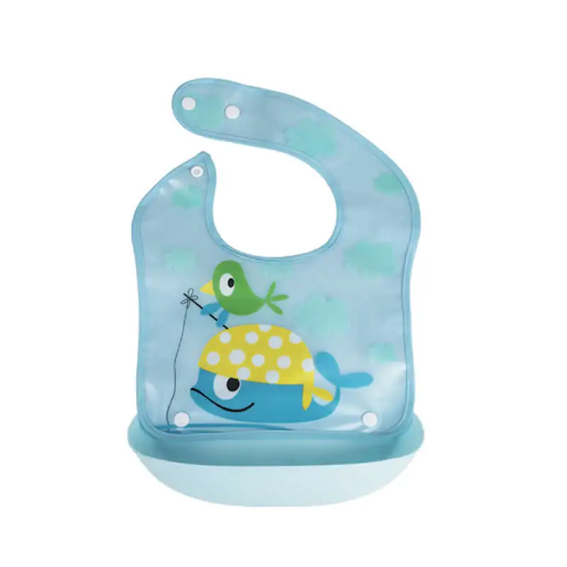 Baby Bibs EVA Waterproof Lunch Bibs Boys Girls Infants Cartoon Pattern Burp Cloths For kids Self Feeding Care pocket bib - Цвет: The whale