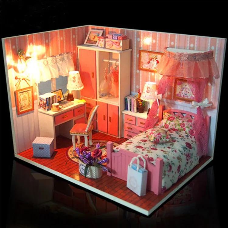 Творческий DIY 3D Деревянный Кукольный дом мини ручной работы ремесло миниатюрная мебель светодиодный светильник комплект кукольный домик игрушка подарок на день рождения для детей