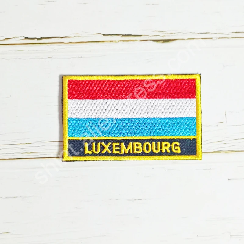 Luxembourg National Flag Embroidery Patches Badge Shield And Square Shape Pin One Set On The Cloth Armband Backpack Decoration