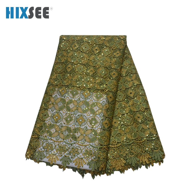 Nigerian Lace Fabric 2019 High Quality Sequin in Guipure Cord 3d Gold with Sequins and Beads | Аксессуары для одежды