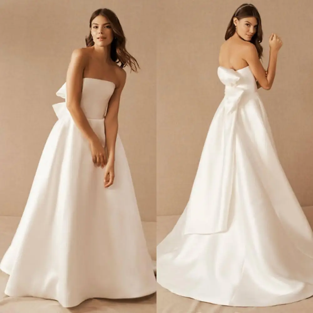 

Женское атласное свадебное платье It's yiiya, элегантное богемное платье А-силуэта со шлейфом и бантом на заказ на лето 2020