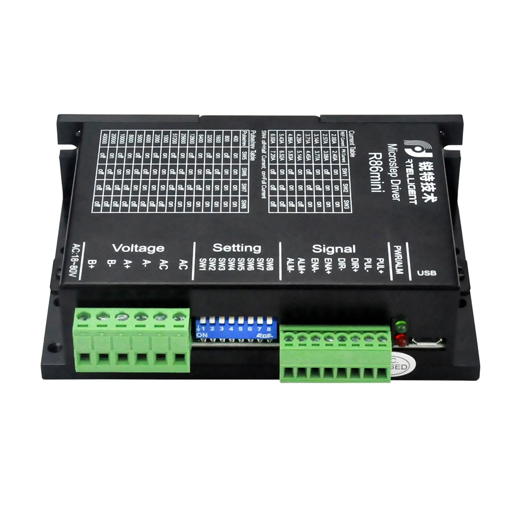 Rtelligent R86mini Nema 34 7.2A Драйвер шагового двигателя 18 ~ 80VAC 24 100VDC с сигнализацией