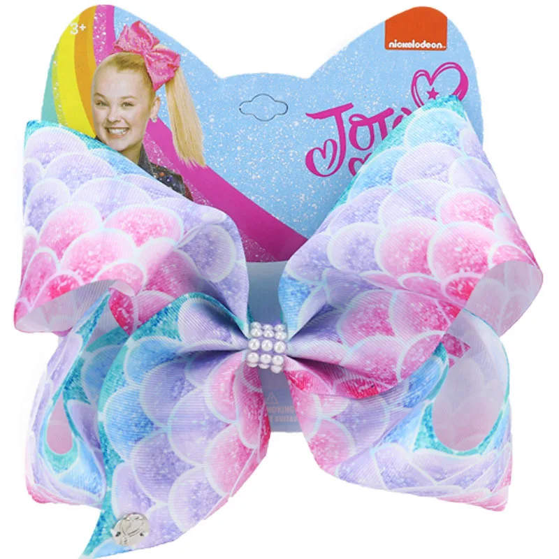 A2 8 дюймов jojo siwa для маленьких девочек, большие банты Jojo с красивым рисунком, заколки с аллигатором, заколка для волос, цветная лента, Детские аксессуары для волос - Цвет: A2