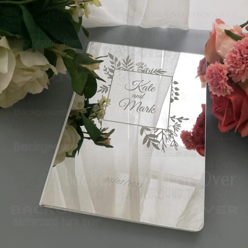 Wedding Personalized Guest Book Guestbook Names Date Engrave Carve Mirror Blank Favor Gifts Photo G028