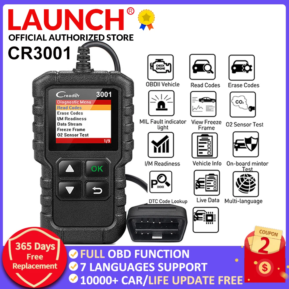 Диагностический сканер LAUNCH X431 Creader 3001 Full OBDII/EOBD PK ELM 327 |