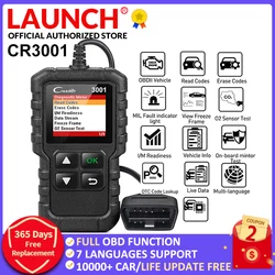 LAUNCH – outil de diagnostic Creader 3001, lecteur de code OBDII/EOBD, scanner pour voiture, multilingue, CR3001, PK ELM 327 