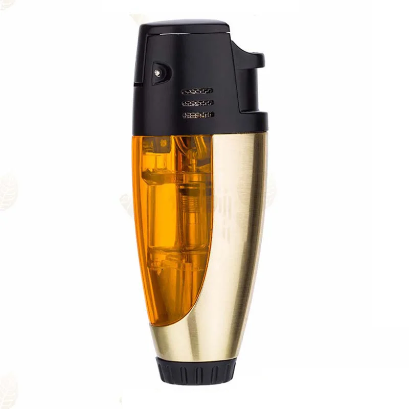 Double Straight Windproof Cigar Lighter Retro Portable Cigarette Lighter Transparent Lighters Cigar Accessories Gadgets for Men