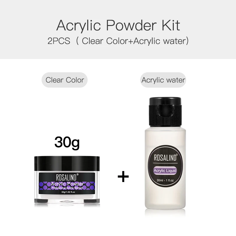 30g-2pcs-Set 6 Набор акриловых порошковых инструментов ROSALIND для вырезания кристаллов, полигель для наращивания ногтей, маникюрный набор, акриловый набор для ногтей - Цвет: 30g-2pcs-Set 6