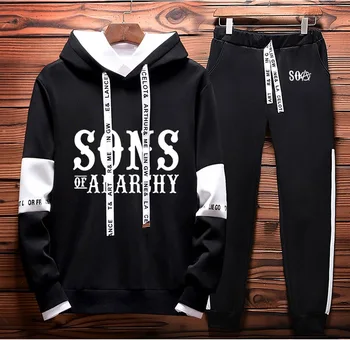 

SOA Sons of anarchy the child Printed Fashion Hoodies Men Casual Spring Autumn Sweatshirt Hip Hop Mens Hoodies Pants Suit 2Pcs