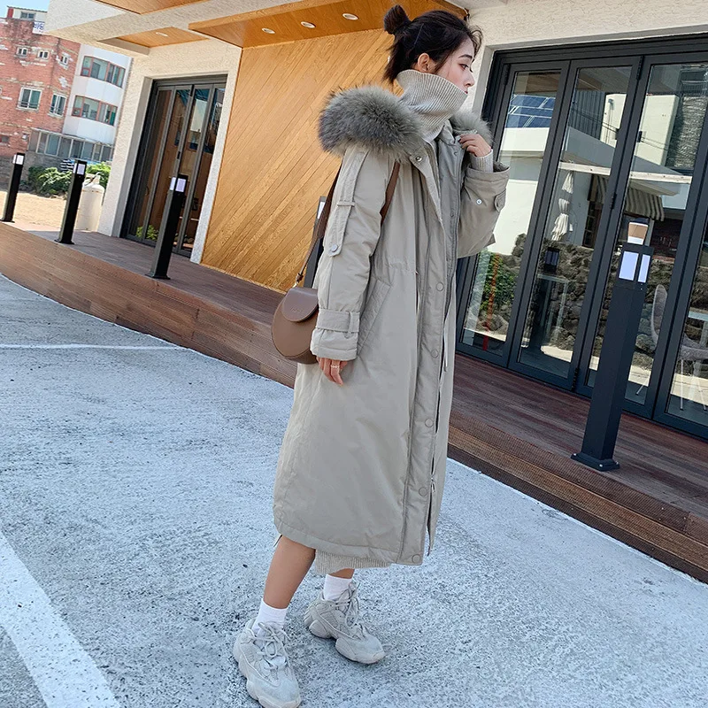 

2019 New Style Parka Long over-the-Knee Korean-style down Jacket Cotton-padded Clothes Women's Thick Loose-Fit Slimming Warm Cot