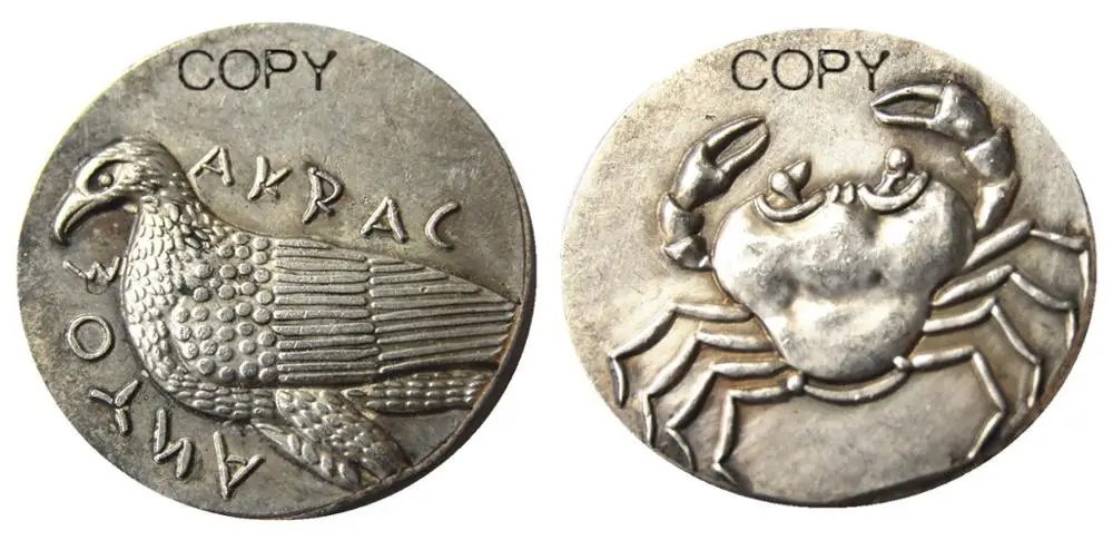 G(35) Ancient Greek Silver Tetradrachm Coin From Akragas Sicily - 450 BC Plated Copy Coins | Дом и сад