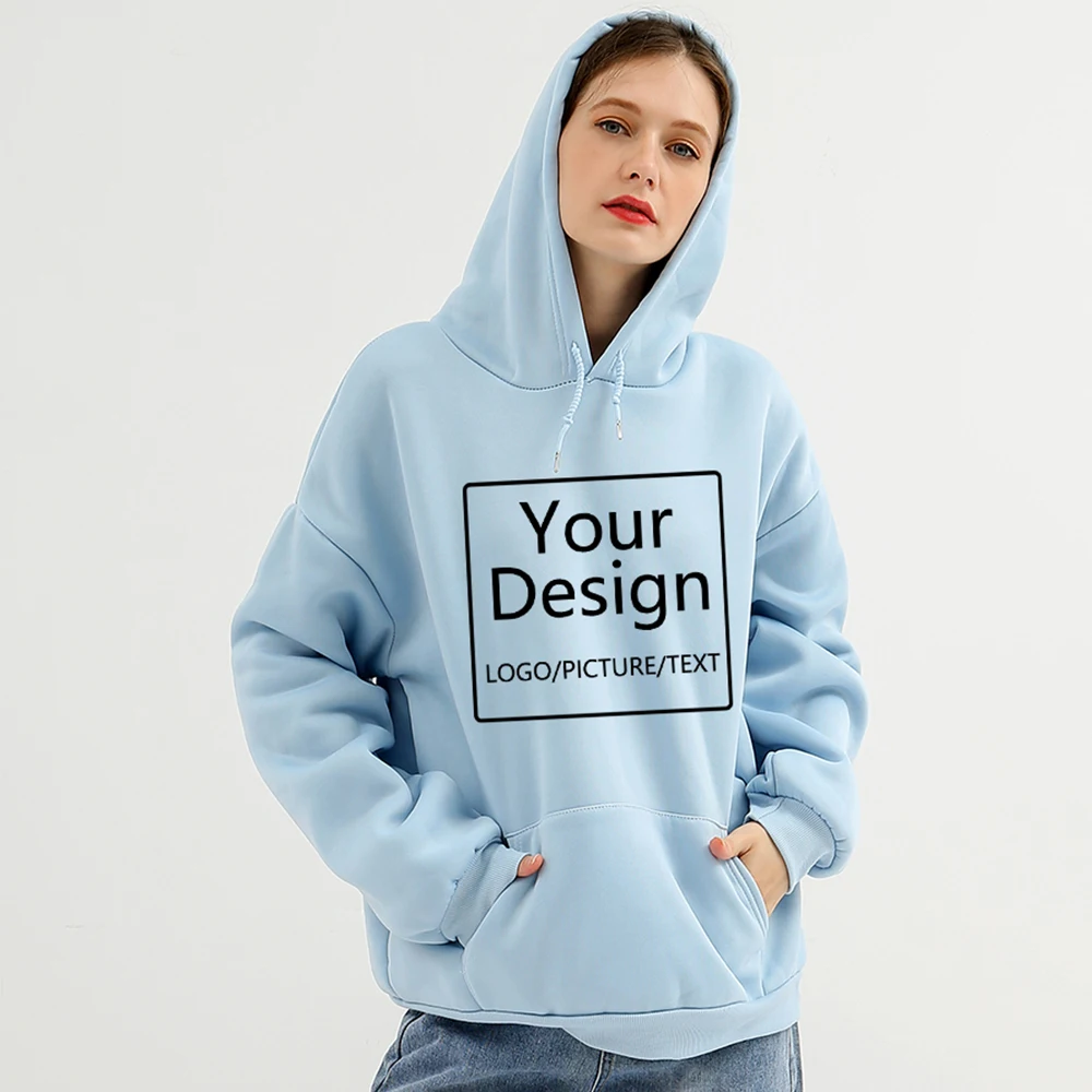 

Custom Logo Printed Hoodies Harajuku DIY Logo Text Photo Pullover Sweatshirts with Pocket Hip Hop Tops High Quality Streetwear