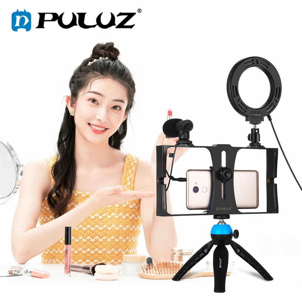 PULUZ Handheld Filmmaking Recording Vlogging Youtube Vlog Phone Video Rig Stabilizer Film Steady Handle Grip Rig For Smartphones