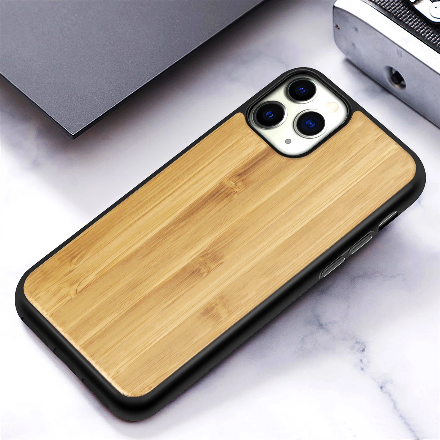 bamboo Чехол для телефона из натурального дерева для Iphone 11 Pro Max, мягкий силиконовый чехол-бампер для Iphone Xs Max Xr X 8 7 6 6s Plus Funda - Цвет: bamboo