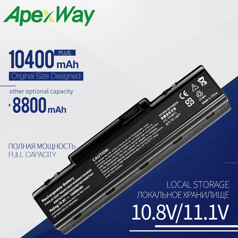 

10400mAh laptop battery Aspire 5241 5300 5338 5541 5542 5734Z 5735 5737Z 5738 5740 BT.00607.068 LC.AHS00.001 LC.BTP00.012 MS2219