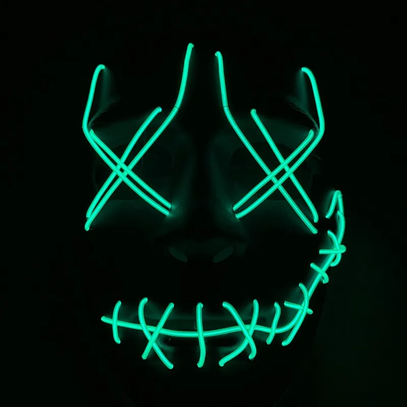 as the picture Хэллоуин ужас EL маска вечерние праздничные поставки Пасхальная страшная маска холодный свет светящиеся вечерние шары маски украшение для костюмированного представления Вечерние Маски - Цвет: as the picture