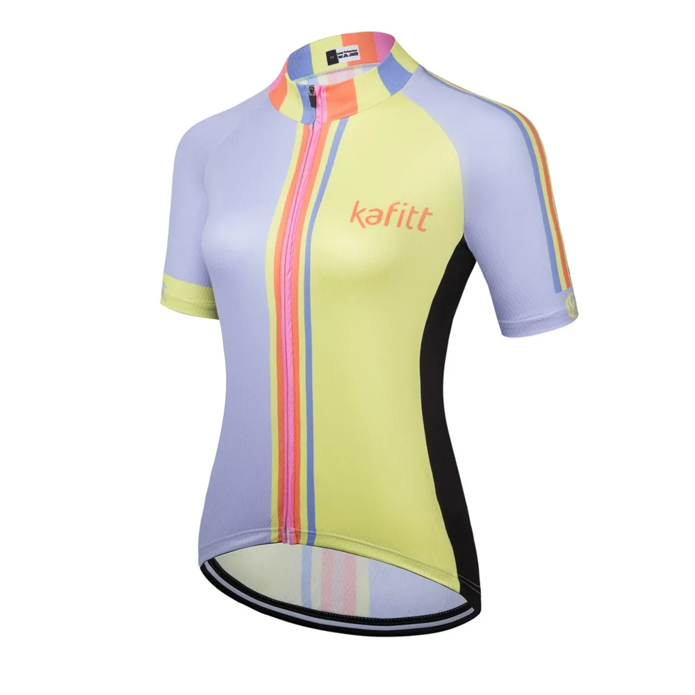 thumbnail image 1 of Kafitt - Maillot de ciclismo para mujer, blusa de verano, ropa de ciclismo de montaña, transpirable, corto, para bicicleta, talla L, 1 of 5