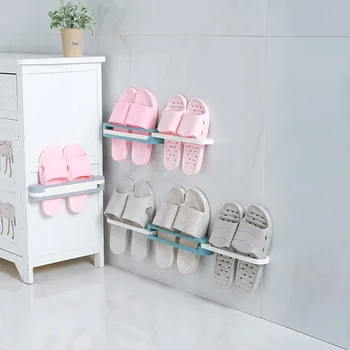 

4pc New Three-in-one Folding Shoe Rack Bathroom Punch-free Shelf Change Three Bathroom Slippers Storage Rrack