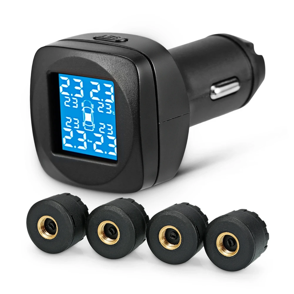Новая система контроля давления в шинах прикуриватель штепсельная вилка TPMS с 4 внешними/внутренними датчиками XZ-74