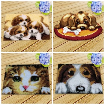 

Latch Hook Rug Canvas Tapijt Latch Hook Kits Embroidery Carpet Latch Hook Knoopkussen Dieren Knitted Fomiaran For Needle DIY
