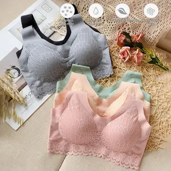 

Seamless Breathable Lace Bra Underwear Seamless Elastic Sports Yoga Running Bra Yoga Vest Top
