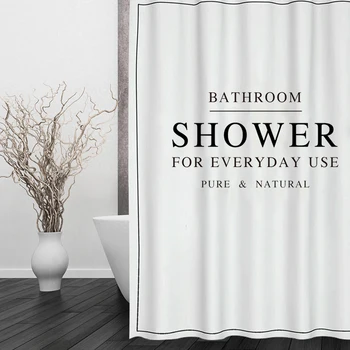 

Happy Tree Polyester White Black BATH CURTAIN Waterproof Shower Curtain Thicken Fabric Bathroom Curtain size 180x180cm