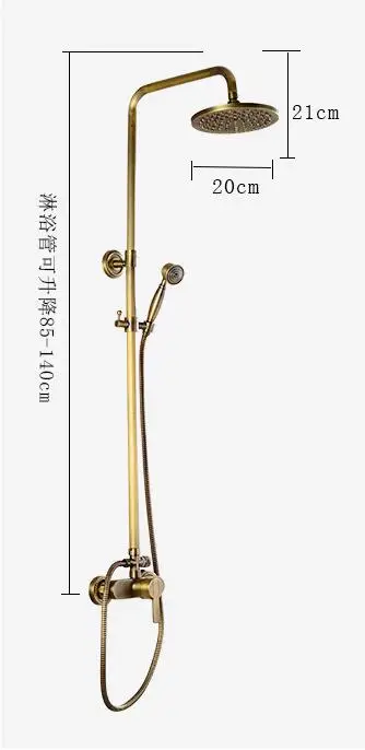 Vidric Europe style Bath& Shower Faucet high quality brass Antique Bronze wall mounted shower faucet set with rainfall shower h