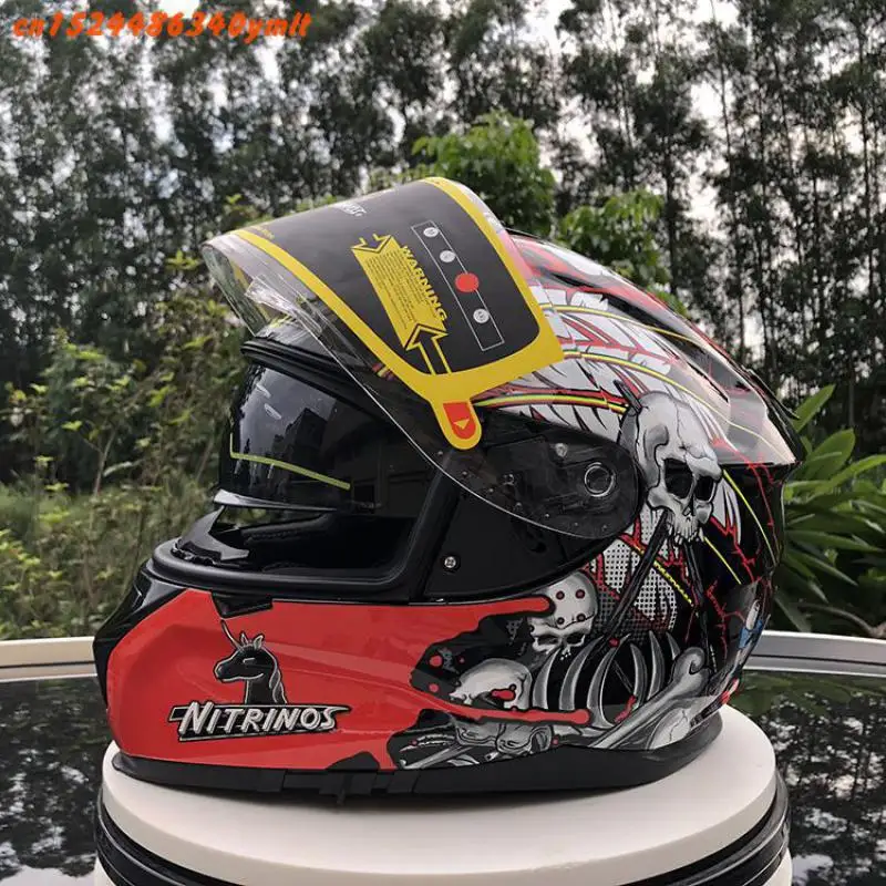 Нитринос 610 с двойными линзами мотоциклетный шлем с полным лицом. Высококачественный Abs гоночный шлем, capacete