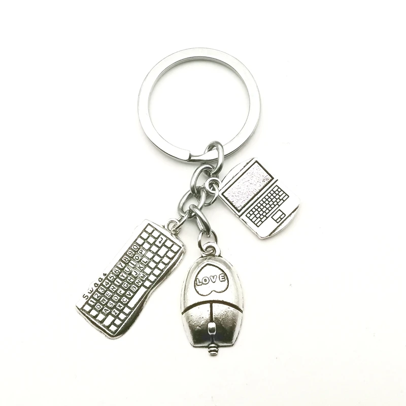 Creative New Love Mouse Keyboard Pendant Keychain Laptop Computer Keyring Jewelry Men Women Gift Charm Bag Key Chain Souvenir