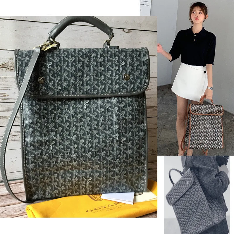 Zaino Goyard uomo e donna con lo stesso stile 2021 borsa casual in pelle  con stampa a denti di cane di nuova moda casual| | - AliExpress