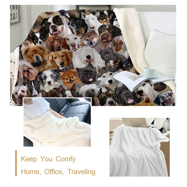 BeddingOutlet 3D Dog Blankets For Bed Pet Husky Bulldog Sherpa Blanket Animal Brown Koce Kids Bedding Furry Blanket 150x200cm 2