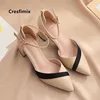 Cresfimix Women Classic Beige Square Heel Shoes for Party Ladies Classic Black Pu Leather Night Club Pumps Sapato Feminino C5762 ► Photo 1/6