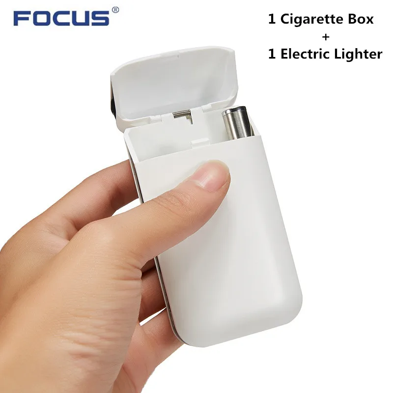 20 шт. тонкая сигарета чехол коробка с USB электронные зажигалки 10 шт. Обычная сигарета Табак чехол для хранения прикуриватель