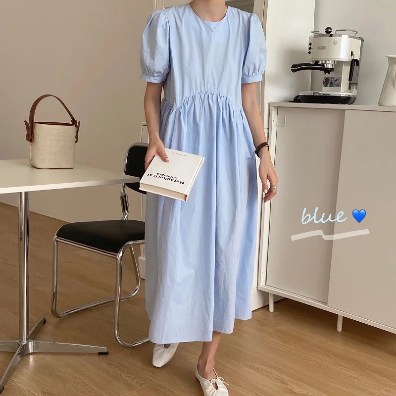 

Women Summer Plus Size Dress 2020 Short Sleeve O-neck Loose Solid Color High Waist Ladies Party Casual Beach Sukienki Mujer