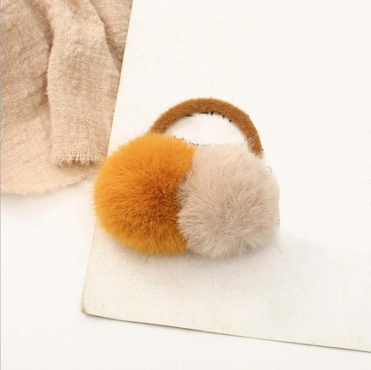 Unique Faux Fur Ball 1PC Hair Rope Seaside 4 Colors Girls Elastic Beautiful Colorful Pompon Exquisite Creative hand band