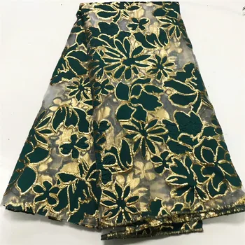 

African Organza Lace Fabric With Gold Thread Latest Mesh Fabric High Quality French Tulle Lace Fabric For Dress N2841