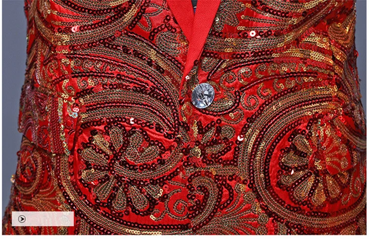Ярко-синий красный с цветочным рисунком из пайеток Блейзер Куртка одна пуговица шаль воротник мужские блестящие блейзеры Свадебная вечеринка Выпускной сценические костюмы Q597