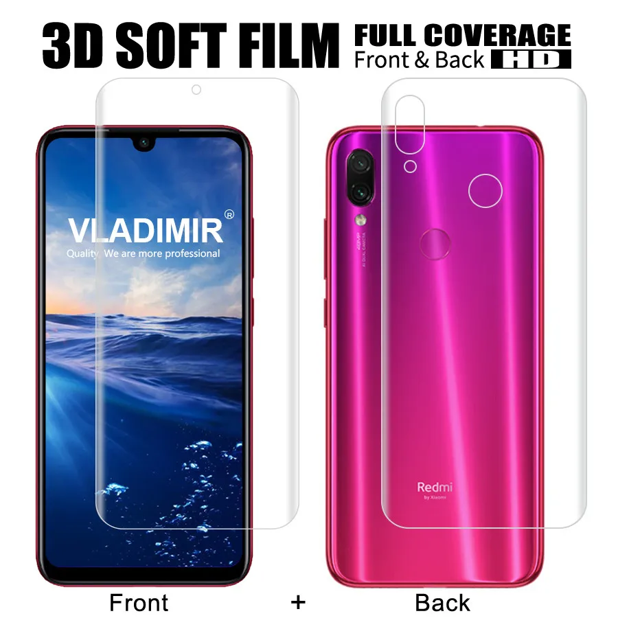 

Vladimir Front+Back/Set Soft TPU Film 3D Full Cover Screen Protector For Xiaomi Redmi Note 8 7 Pro Clear Film