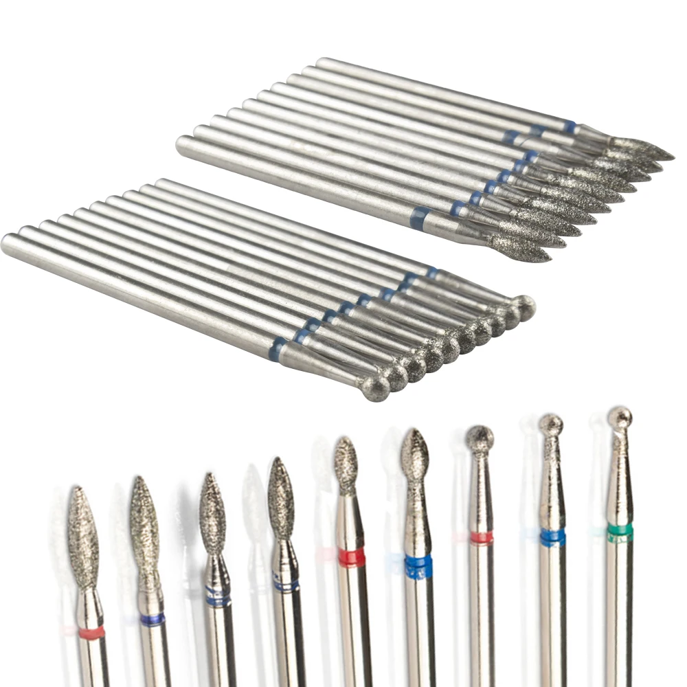 10pcs Milling Cutter For Manicure Diamond Nail Drill Bits Set Accessory Pedicure Machine Nail Bit Flies Gel Remover Cutter Tool 5