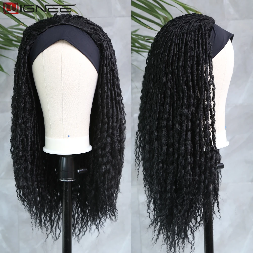 Synthetic Hair Wigs Wignee Dreadlocks Braided Wigs Curly Headband Wig Synthetic Cheap Long Wigs for Black Women Twist Hair Natural Black/Ombre Wig