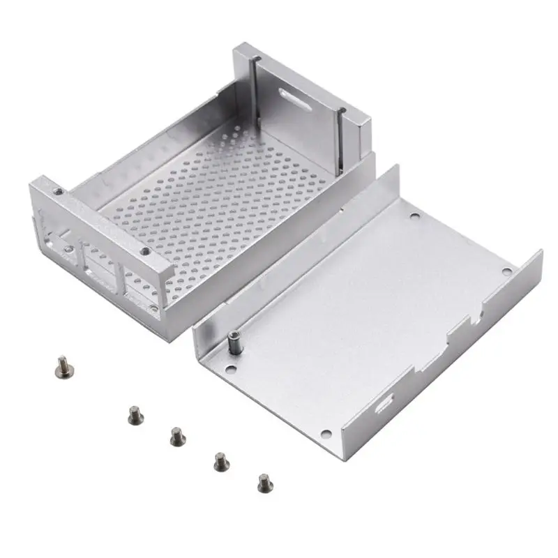 Black Silver Aluminum Alloy Case Shell Box Metal Enclosure for Raspberry Pi 4 Model B 4