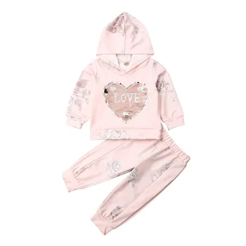 

Newborn Infant Baby Boy Girl Kids LOVE Hooded Tops+Long Pants 2 Pcs Clothes Autumn Outfit