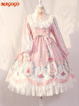 MAGOGO-vestido Kawaii de Lolita para dama, traje de manga larga, holgado, nuevo, Original, de princesa, de flores, para Navidad 1