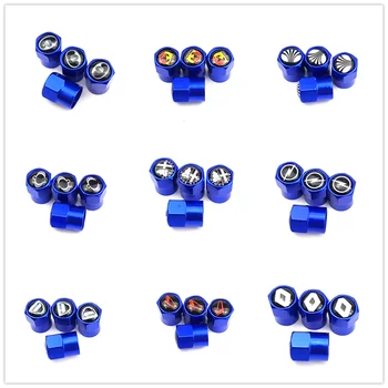 

100pcs blue Aluminum Wheel Tire Valve Caps for Renault Dacia NISAAN seat honda Chevrolet Suzuki kia Peugeot fiat 500 audi bmw