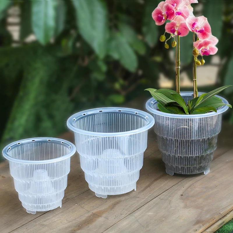 Mesh Pot Plastic Clear Orchid Flower Container Home Gardening Decoration Planter