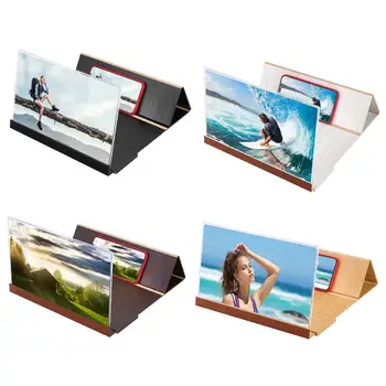 

14 inch Wood Grain 3-5 times Phone Screen Magnifier 3D HD Amplifier Enlarged Stand Mobile Phone Bracket Stands Screen Amplifier