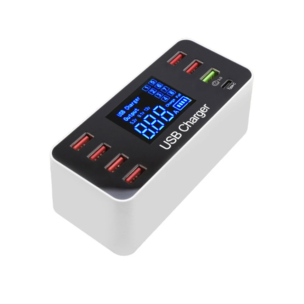 USB зарядное устройство Тип C светодиодный 8 портов 8А 40 Вт QC 3,0 быстрое зарядное устройство для смартфонов для iPhone X XS X samsung S10 huawei P30 Pro Зарядное устройство Док-станция
