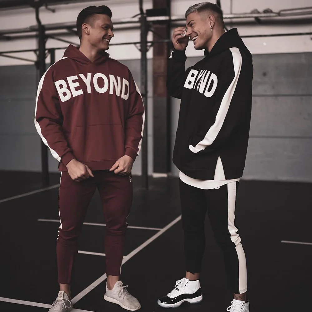 Hoodie Pants Set Autumn New Men Casual Loose Sweatshirt Jogger Sweatpants Male Cotton Jacket Sportswear Trousers 2