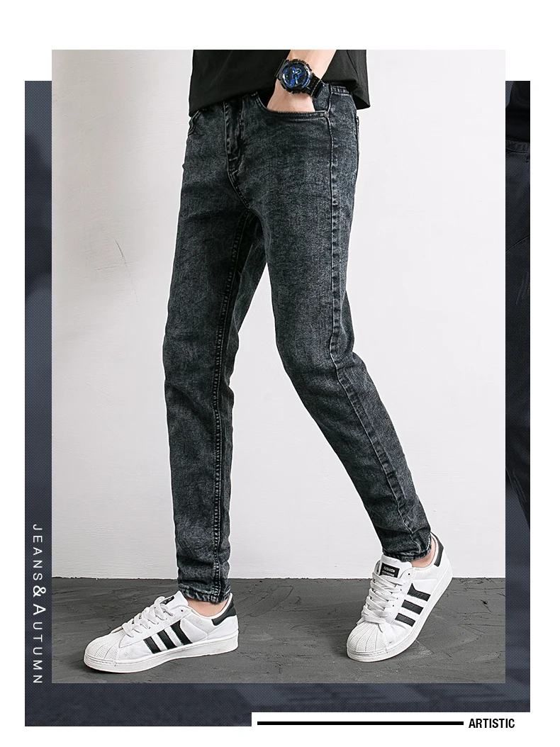Новые вымытые зимние мужские узкие джинсы fit homme джинсы джинсовые брюки черные модные большие размеры 28-36 длинные брюки мужские джинсы
